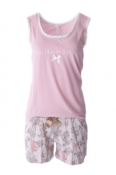 Mädchen-Schlafanzug Shorty rosa/taupe Louis & Louisa