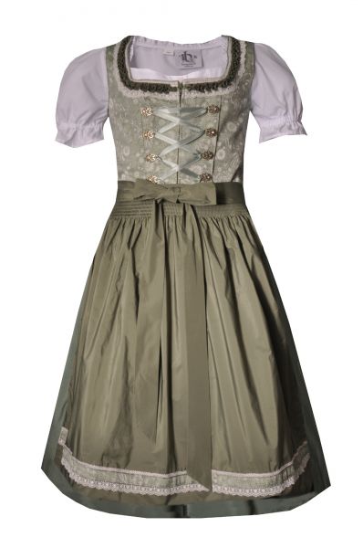 Kinderdirndl Jugenddirndl Obernau grün Trachtenset 3-tlg. Bergweiss