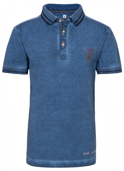 Trachtenshirt Poloshirt Geier blau Spieth & Wensky