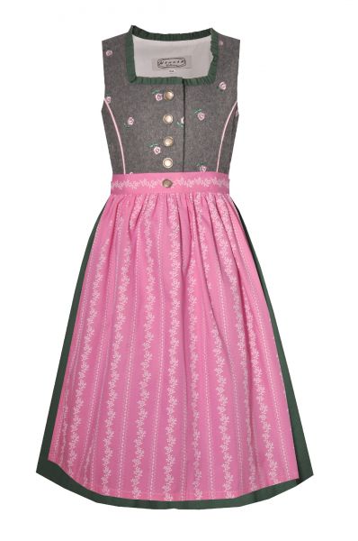 B-Ware / 2. Wahl - Kinderdirndl Zänkersmühle grau grün rosa 2-tlg. Hannah Collection