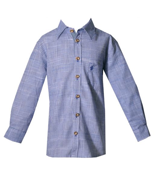 Kinder Trachtenhemd Hartenthal jeans blau Karo Langarm OS Trachten