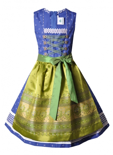 Mädchen- u. Teeniedirndl - Trachtenkleid blau grün Isar-Trachten