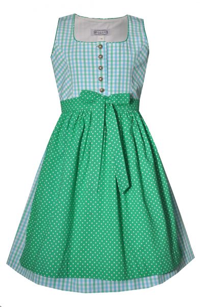 Kinderdirndl Jugenddirndl Winten blau türkis grün weiß karo Hannah Collection