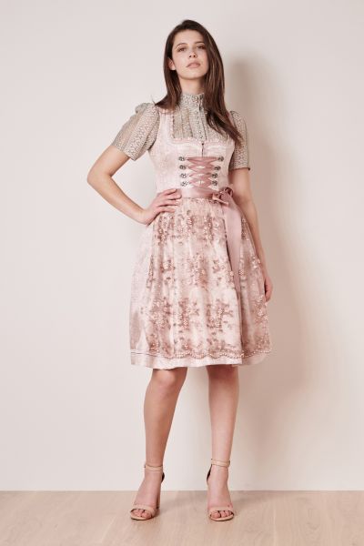 Dirndl midi 60 cm Kailia hellgrau rosa gold Krüger Madl