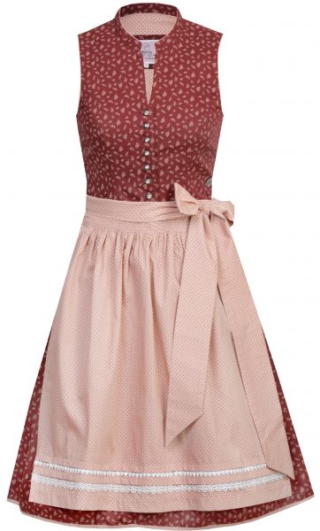 Dirndl mini 58 cm Miriam rostrot rot hochgeschlossen Marjo