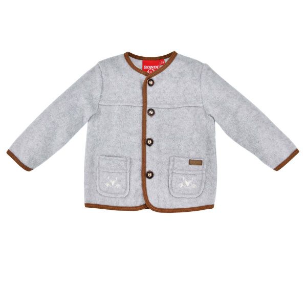 Kinder Trachten Fleecejacke Gipfelheld grau melange braun Bondi