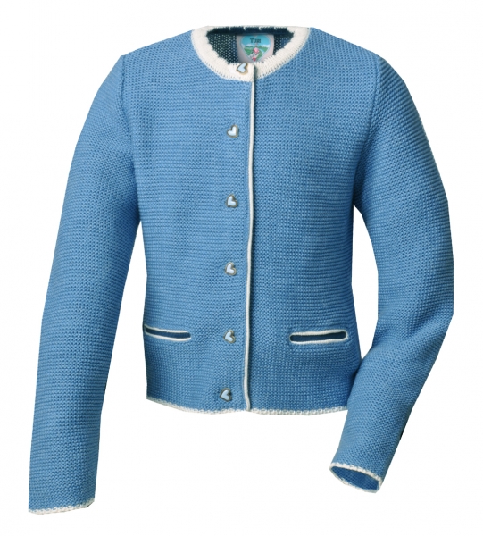 Kinder-Strickjacke Chrisi jeans blau / wollweiß Turi