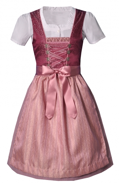 Kinderdirndl Jugenddirndl Wassermungenau bordeaux rot beere Trachtenset 3tlg. Isar-Trachten