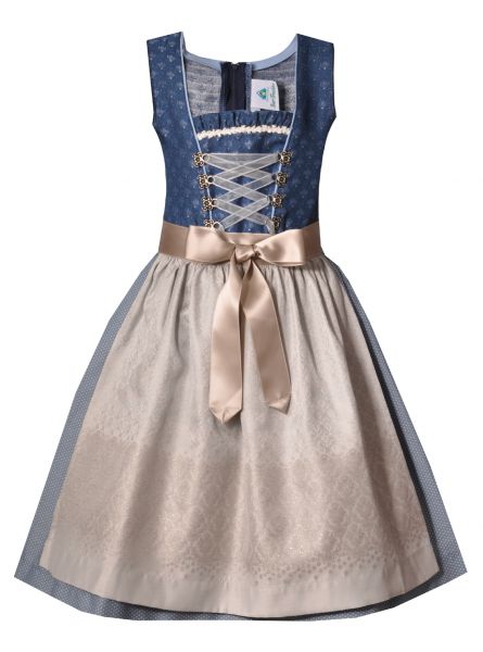 Kinderdirndl Jugenddirndl Burgreith blau beige Isar-Trachten