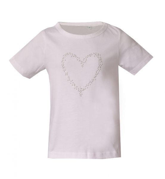 Kinder Trachten T-Shirt Hopfgarten weiß Herz Glitzersteinchen Kurzarm Isar-Trachten Trachtenshirt