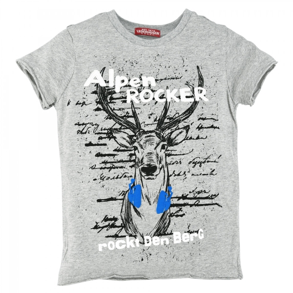 Kinder T-Shirt &quot;Alpen Rocker rockt den Berg&quot; grau meliert Kurzarm Bondi