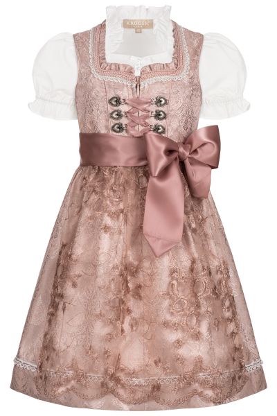 Kinderdirndl Set Kailia hellgrau rosa Trachtenset 3-tlg. Krüger