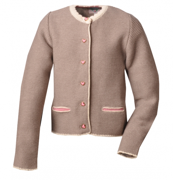 Kinder-Strickjacke Chrisi taupe creme Turi