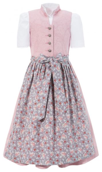 Kinderdirndl Meinhardswinden rosa grau mit Dirndlbluse 3 tlg. Berwin &amp; Wolff