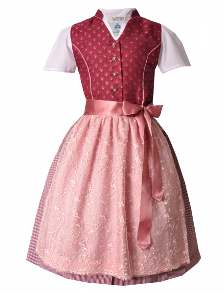 Kinderdirndl Jugenddirndl Großharbach pink rosa Set 3-tlg. Isar-Trachten