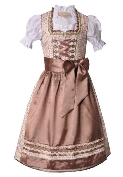 Geblümtes Kinder- und Teeniedirndl-Set ecru beige rose Krüger