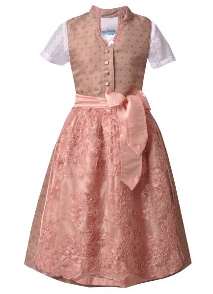 Kinderdirndl Jugenddirndl Florentina taupe -altrosa Set 3-tlg. Turi Landhaus